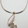 Sterling Silver Very Long Rose Quartz Pendant on Silver Choker Necklace / Chain