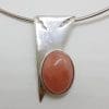 Sterling Silver Pointy Triangular Pink Pendant on Silver Choker Chain / Necklace