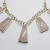 Sterling Silver 5 Drop Rose Quartz Necklace / Chain