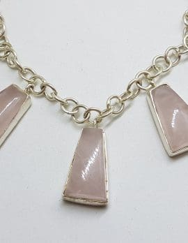 Sterling Silver 5 Drop Rose Quartz Necklace / Chain