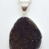 Sterling Silver Large Brown Pendant on Silver Chain