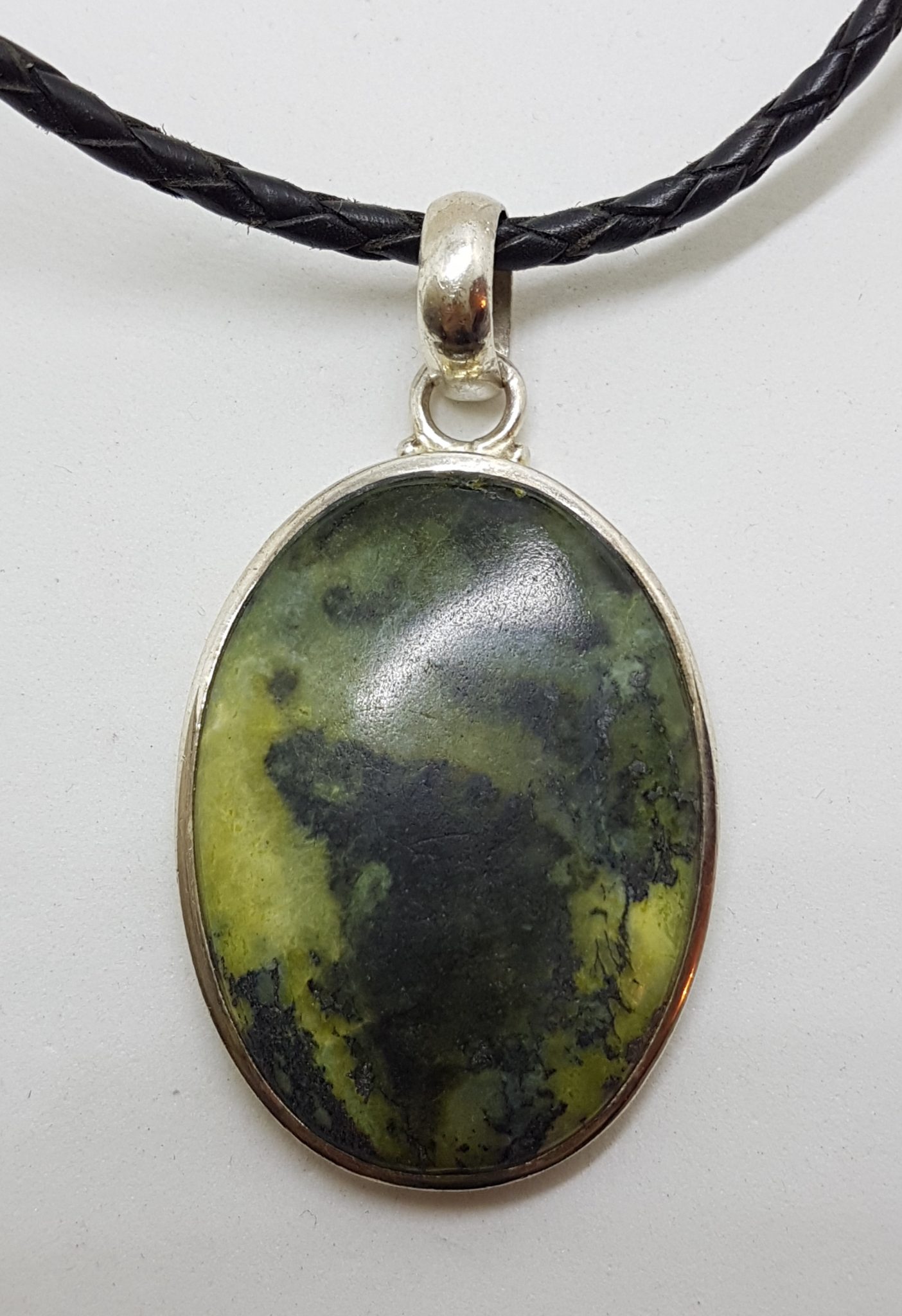 20200831_133051 Sterling Silver Large Oval Pendant on Black & Silver Chain / Necklace