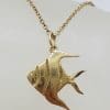 14ct Yellow Gold Large Fish Pendant on 9ct Gold Chain