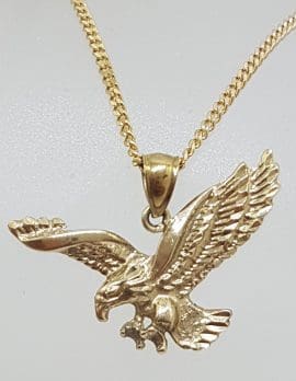 9ct Yellow Gold Large Eagle Pendant on Gold Chain