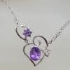 9ct White Gold Amethyst Heart Necklace
