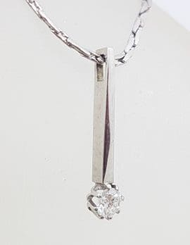 14ct White Gold Diamond Solitaire Drop Pendant on 14ct Chain