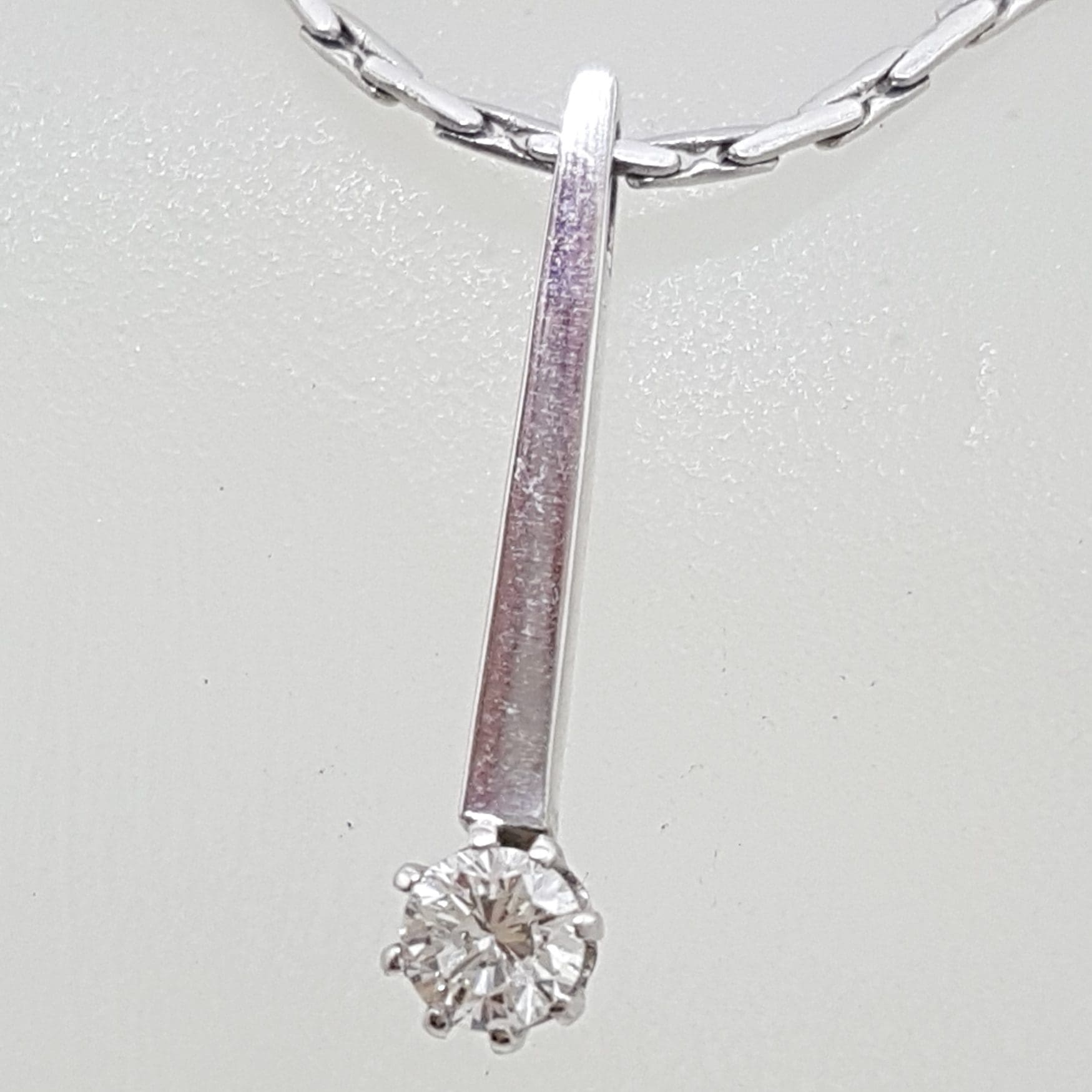20200831_204713 14ct White Gold Diamond Solitaire Drop Pendant on 14ct Chain
