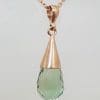 9ct Rose Gold Green Amethyst / Prasiolite Cone Pendant on Gold Chain