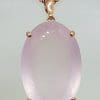 9ct Rose Gold Large Oval Faceted Rose Quartz Pendant on 9ct Chain