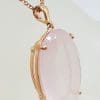 9ct Rose Gold Large Oval Faceted Rose Quartz Pendant on 9ct Chain