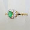 9ct Yellow Gold Natural Emerald with Diamonds Cluster Ring