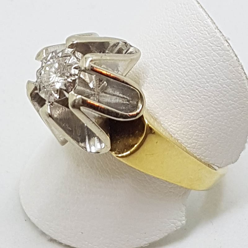 Very Unusual 18ct Gold & Platinum High set Diamond Ring - Heavy