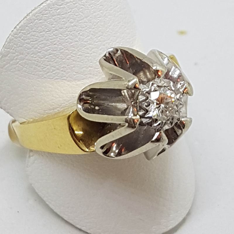 Very Unusual 18ct Gold & Platinum High set Diamond Ring - Heavy