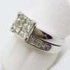 9ct White Gold 4 Princess Cut Square Diamond Engagement Ring with Channel Set Diamond Wedding Ring