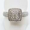 9ct White Gold Square Cluster Diamond Engagement / Dress Ring