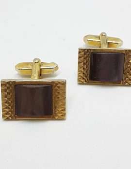 Vintage Costume Gold Plated Cufflinks - Rectangular - Mother of Pearl