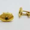 Vintage Costume Gold Plated Cufflinks - Oval - Green