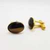 Vintage Costume Gold Plated Cufflinks - Oval - Tiger Eye