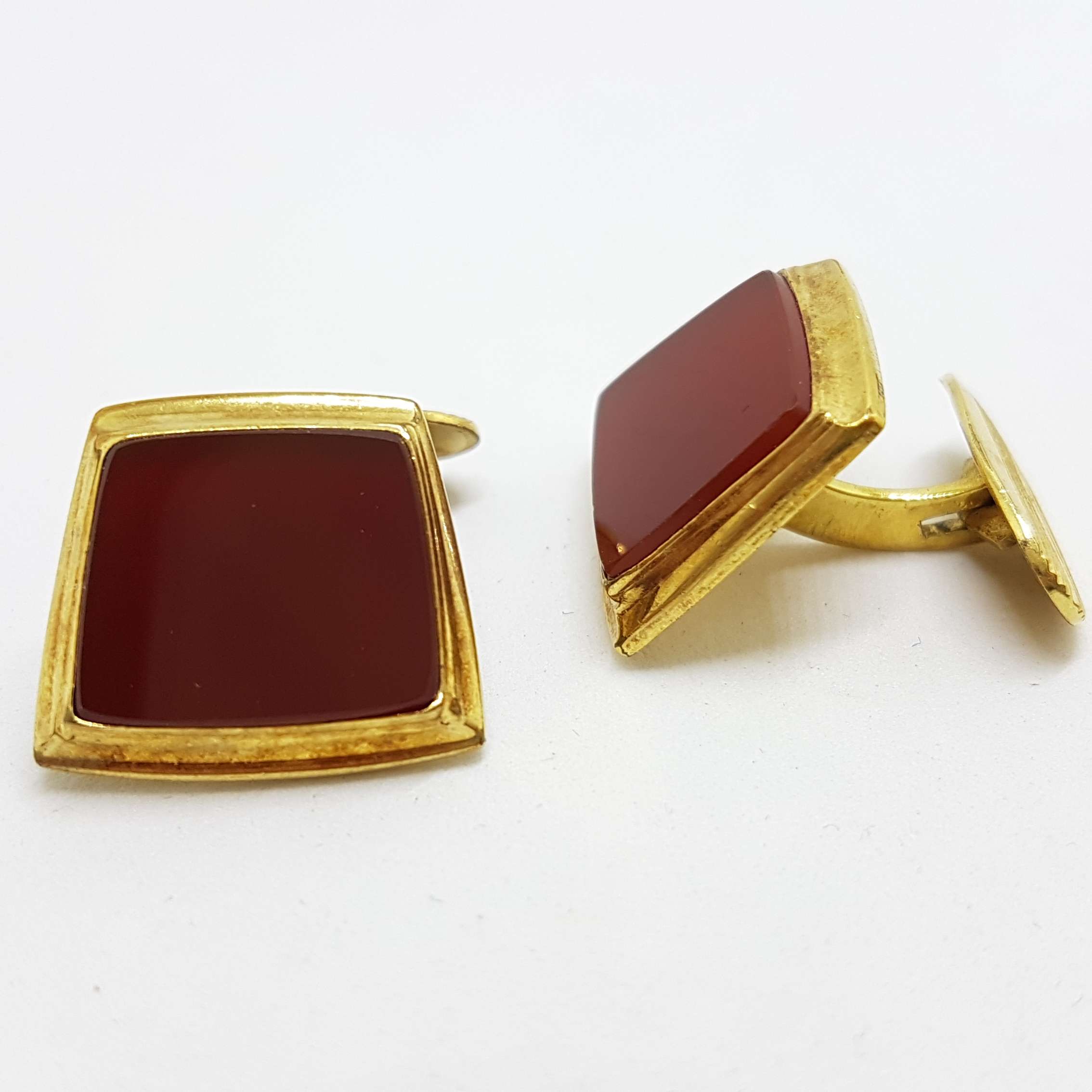 20200901_132117 Vintage Costume Gold Plated Cufflinks - Carnelian