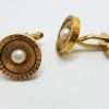 Vintage Costume Gold Plated Cufflinks - Round - Pearl