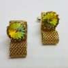 Vintage Costume Gold Plated Cufflinks – Round - Large Yellow Mystic