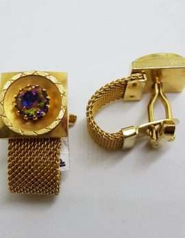 Vintage Costume Gold Plated Cufflinks – Large Square – Mystic