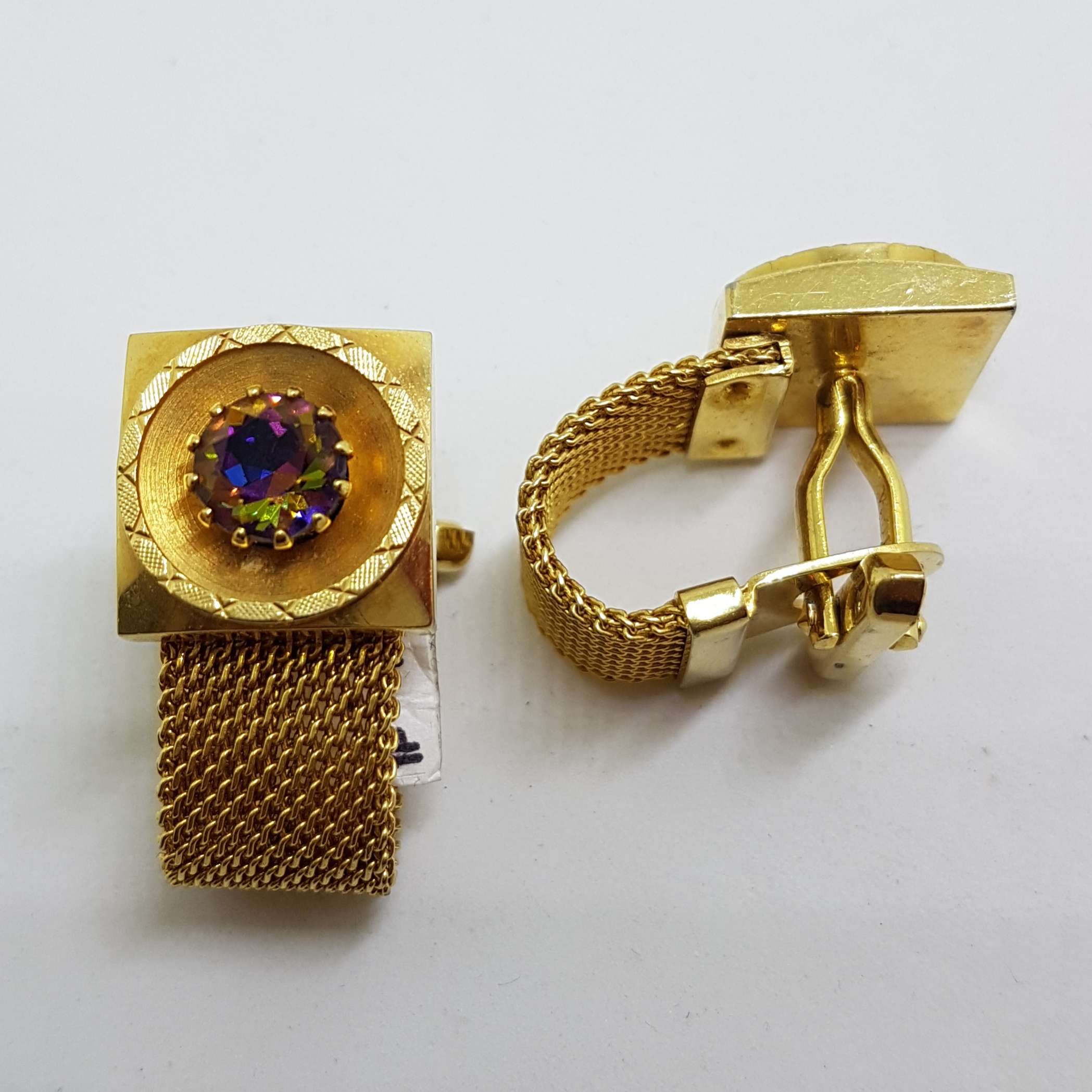20200901_202335 Vintage Costume Gold Plated Cufflinks – Large Square – Mystic