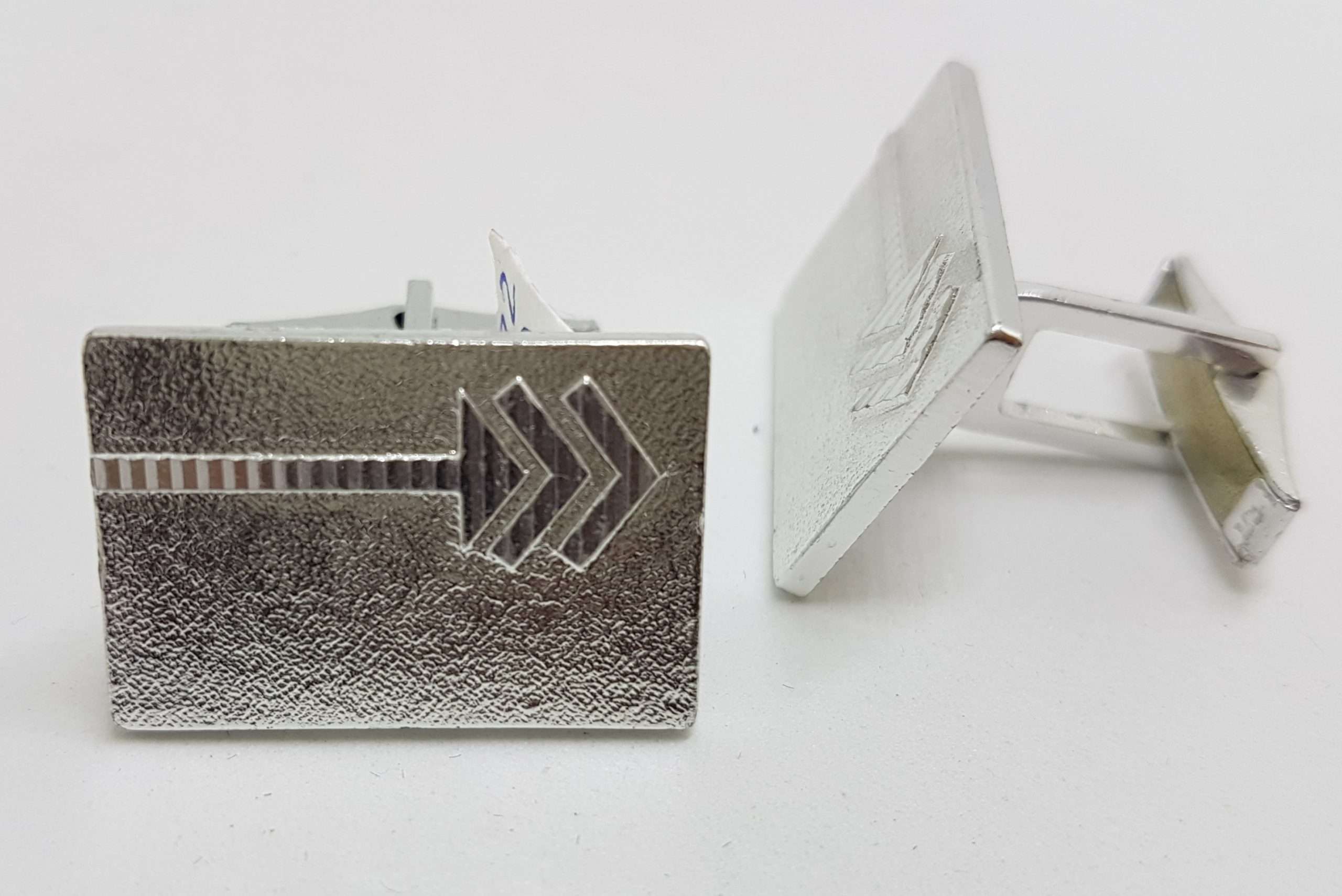 Vintage Costume Silver Plated Cufflinks – Rectangular - Arrow Design