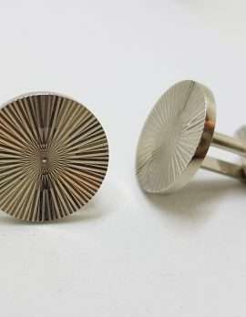 Vintage Costume Silver Plated Cufflinks – Round - Patterned