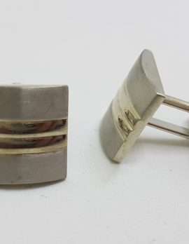 Vintage Costume Silver Plated Cufflinks – Square - Lines