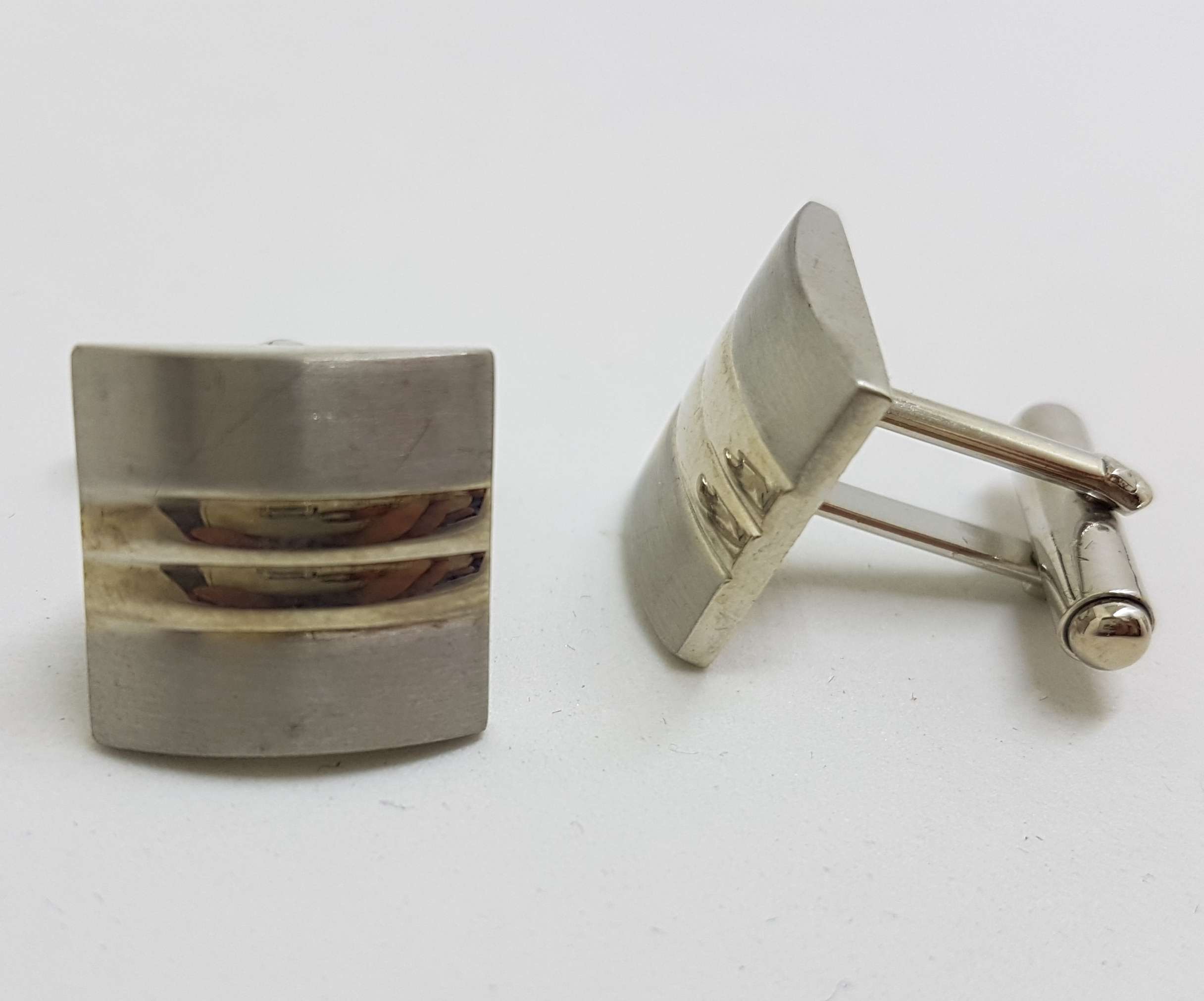 20200901_203355 Vintage Costume Silver Plated Cufflinks – Square - Lines