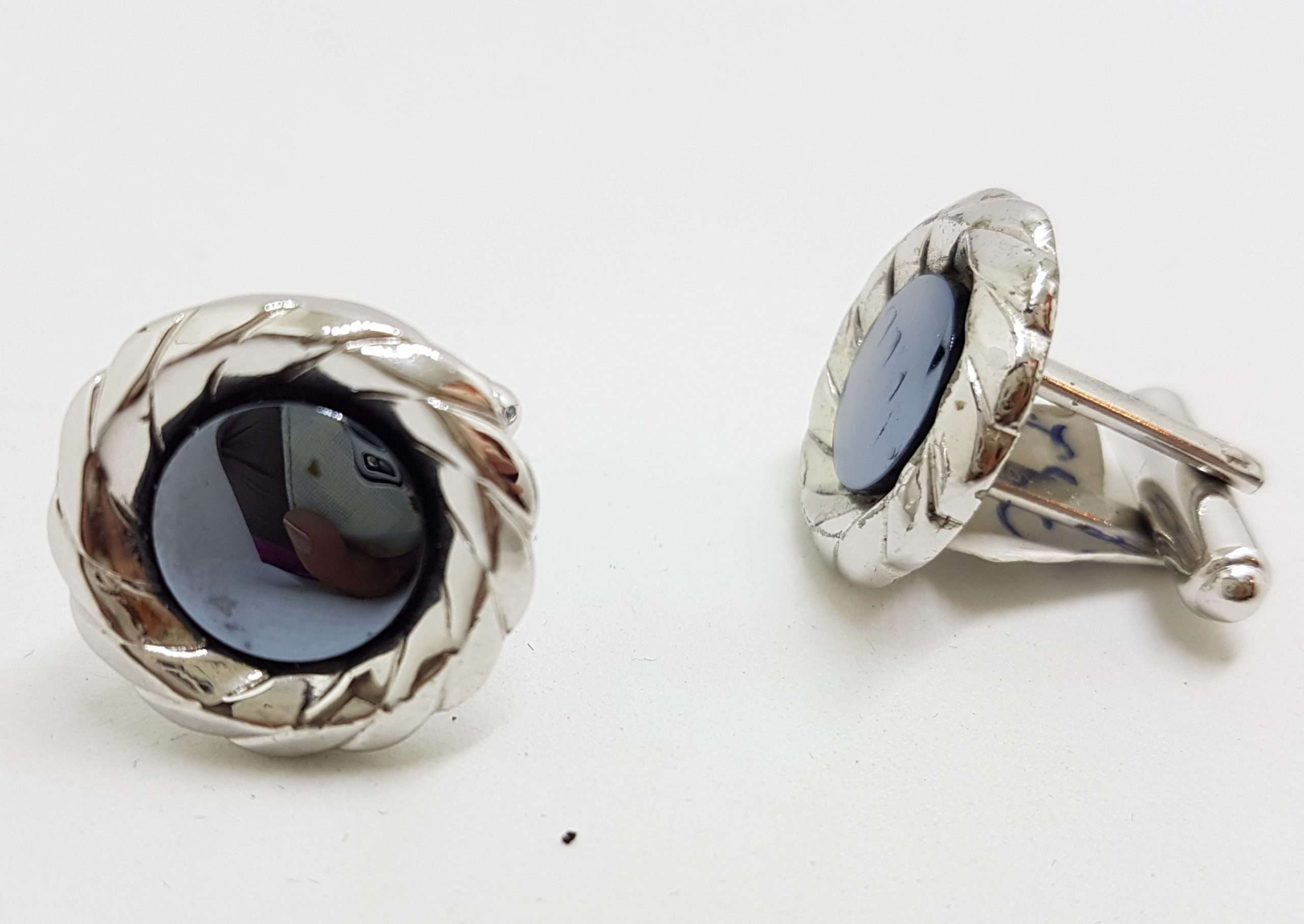 Vintage Costume Silver Plated Cufflinks – Round - Iron Ore