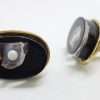 Vintage Costume Gold Plated Cufflinks - Oval - Black with Pearl in Shell