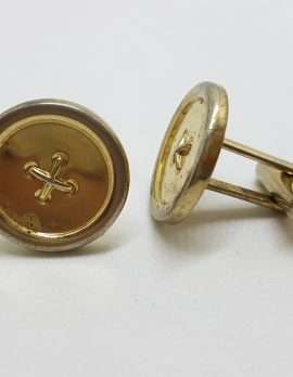 Vintage Costume Gold Plated Cufflinks – Round - Button Look