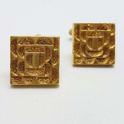 Vintage Costume Gold Plated Cufflinks – Square - Patterned