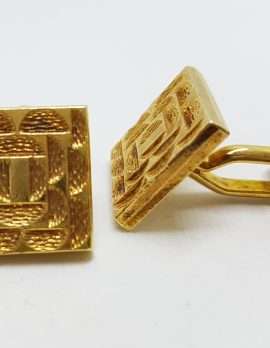Vintage Costume Gold Plated Cufflinks – Square - Patterned