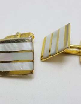 Vintage Costume Gold Plated Cufflinks – Square - Mother of Pearl