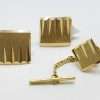 Vintage Costume Gold Plated Cufflinks & Tie Pin Set - Square