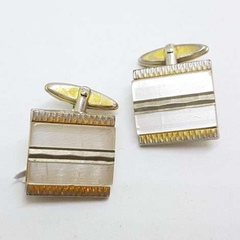 Vintage Costume Gold Plated Cufflinks - Square - Mother of Pearl