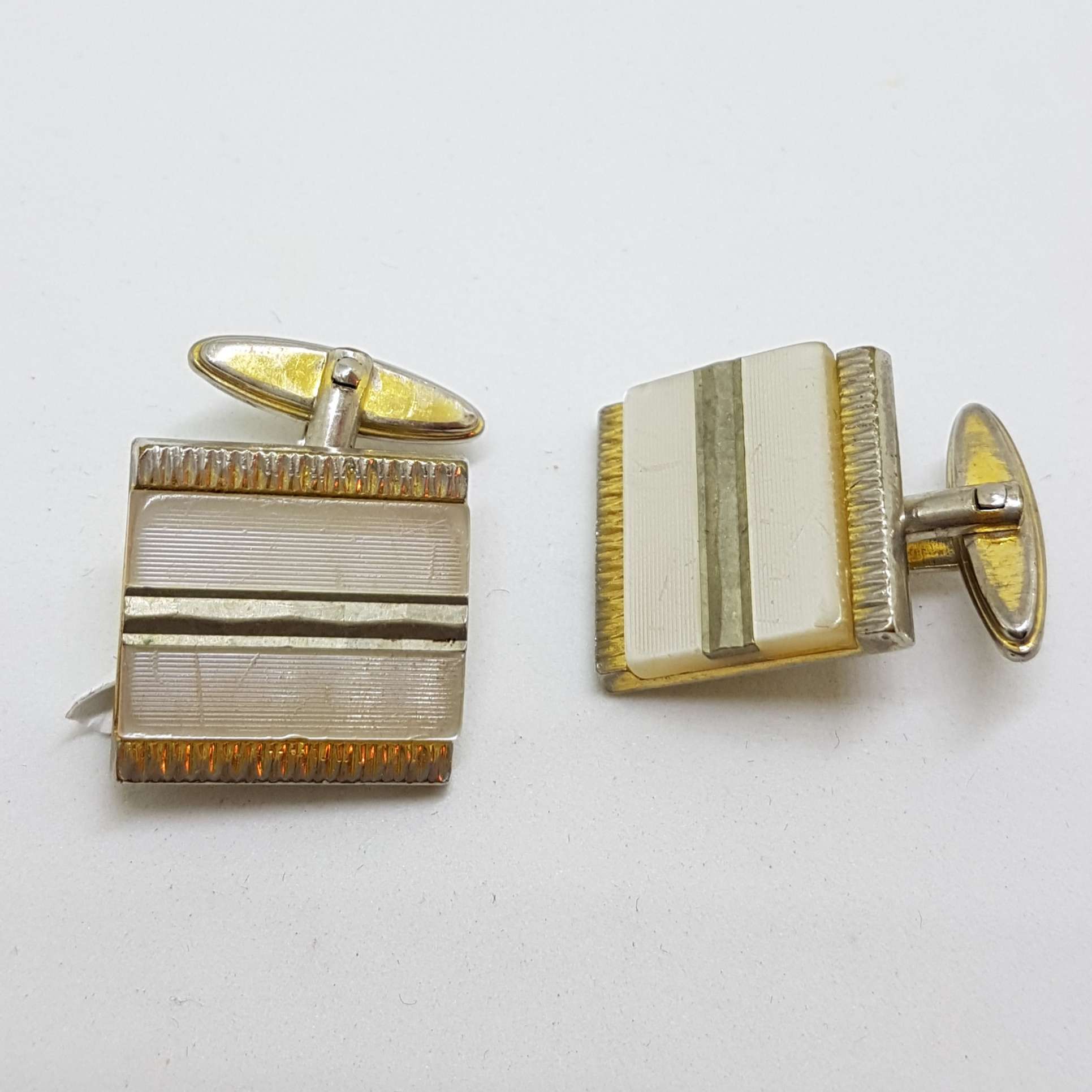20200901_210237 Vintage Costume Gold Plated Cufflinks - Square - Mother of Pearl