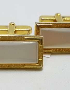 Vintage Costume Gold Plated Cufflinks - Rectangular - Mother of Pearl