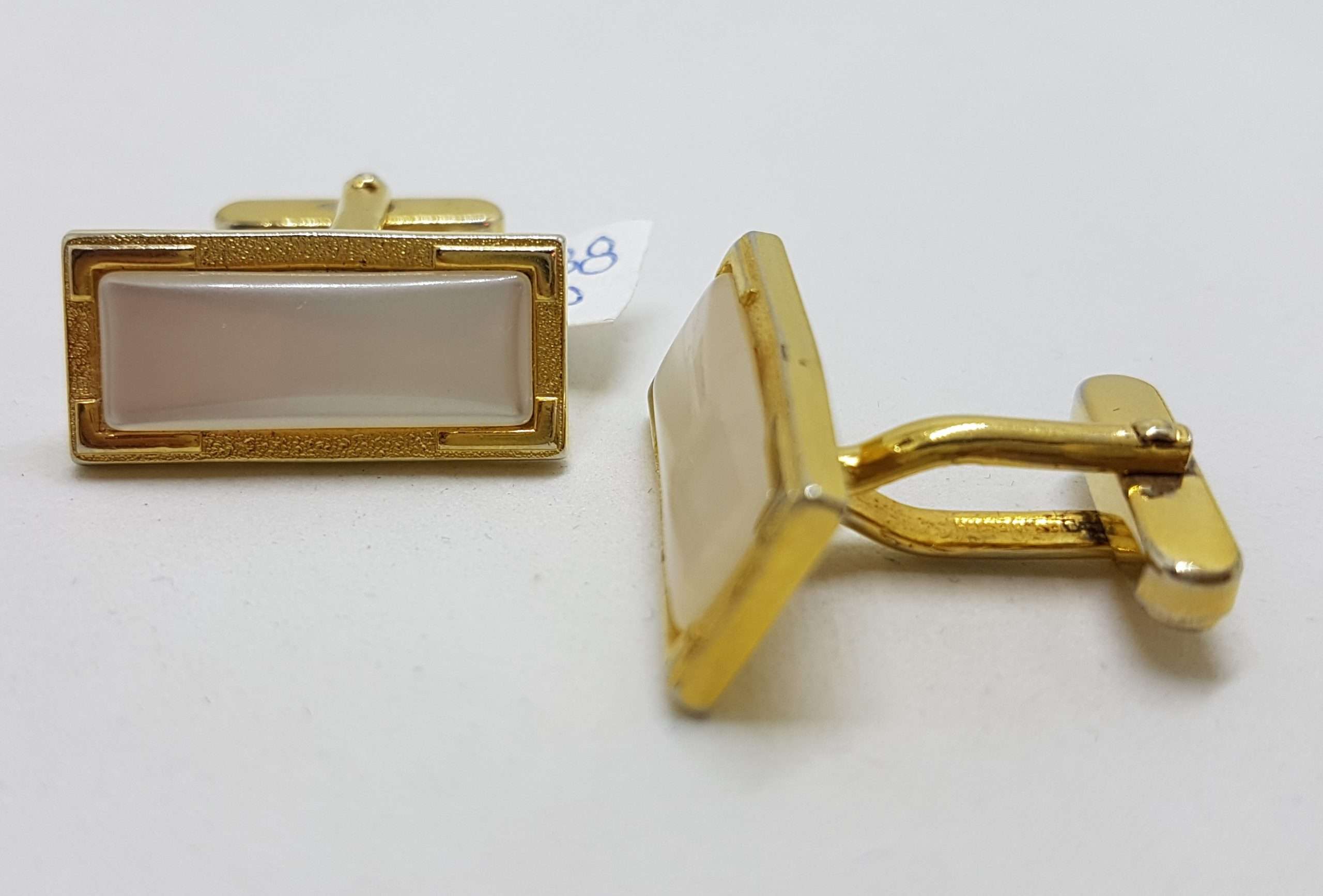 20200901_210500 Vintage Costume Gold Plated Cufflinks - Rectangular - Mother of Pearl
