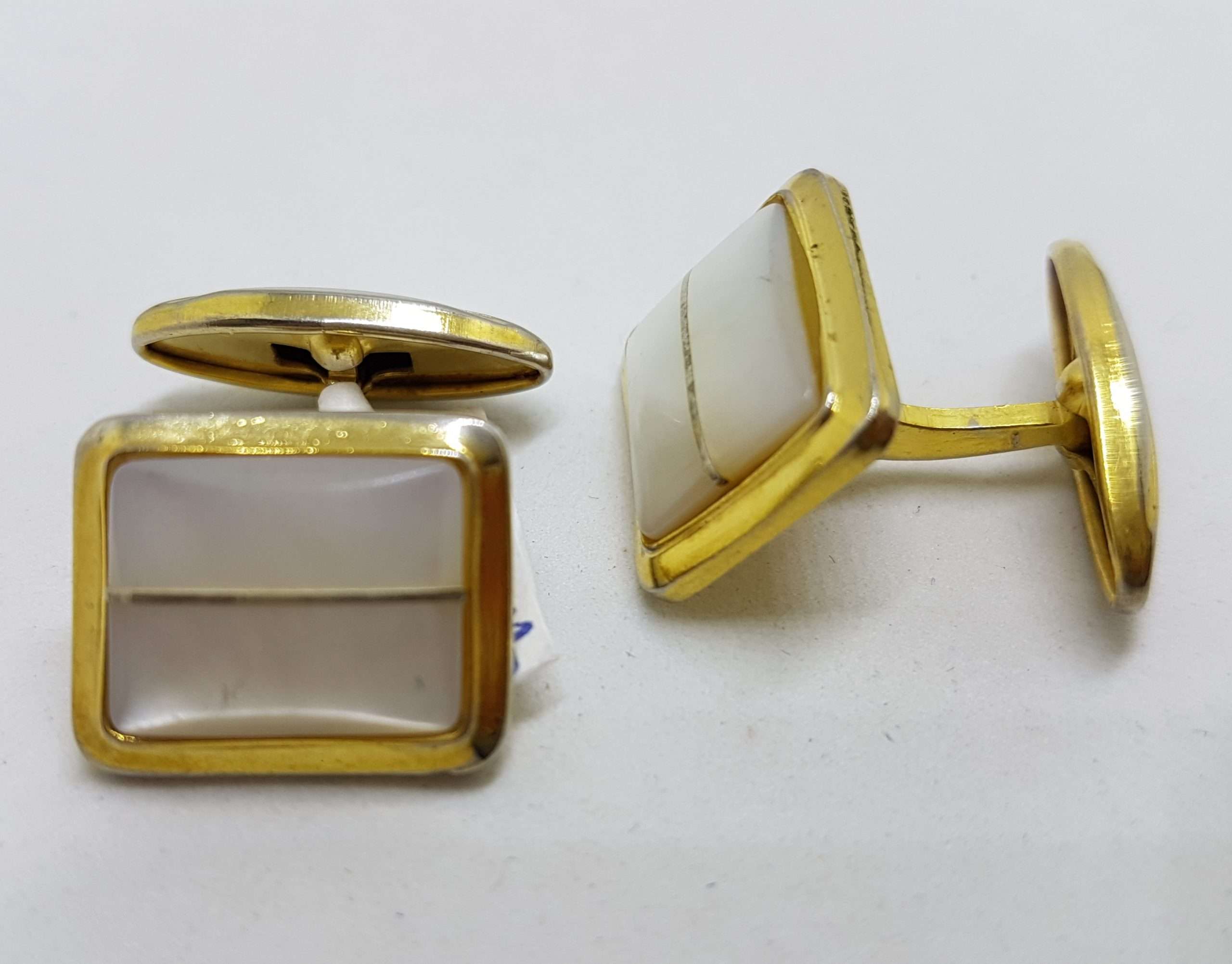 20200901_210916 Vintage Costume Gold Plated Cufflinks - Rectangular - Mother of Pearl