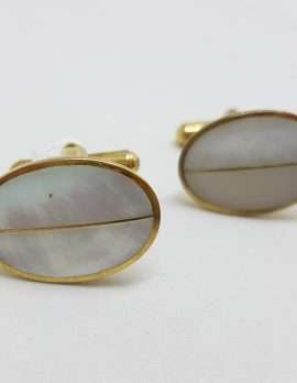 Vintage Costume Gold Plated Cufflinks - Oval - Mother of Pearl