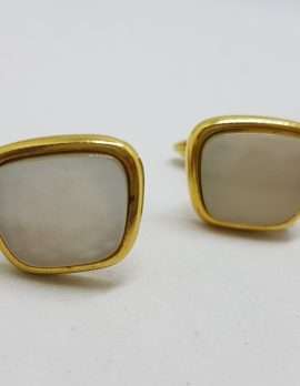 Vintage Costume Gold Plated Cufflinks - Mother of Pearl