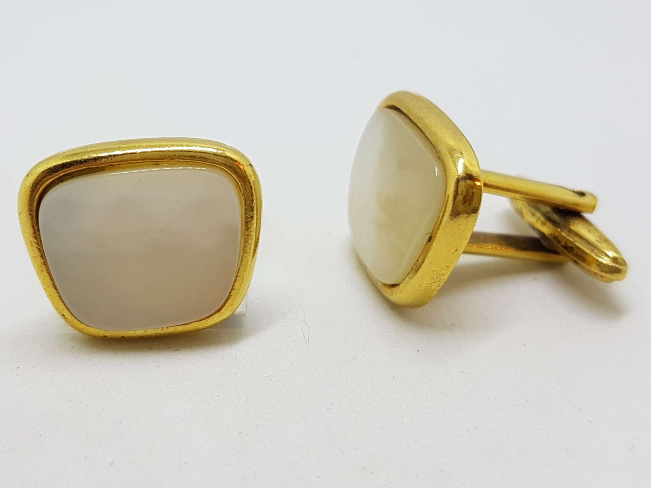 Vintage Costume Gold Plated Cufflinks - Mother of Pearl
