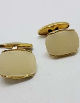 Vintage Costume Gold Plated Cufflinks - Oblong - Mother of Pearl