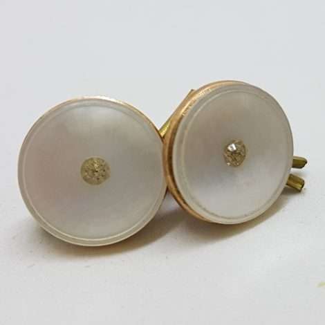 Vintage Costume Gold Plated Cufflinks – Round - Mother of Pearl