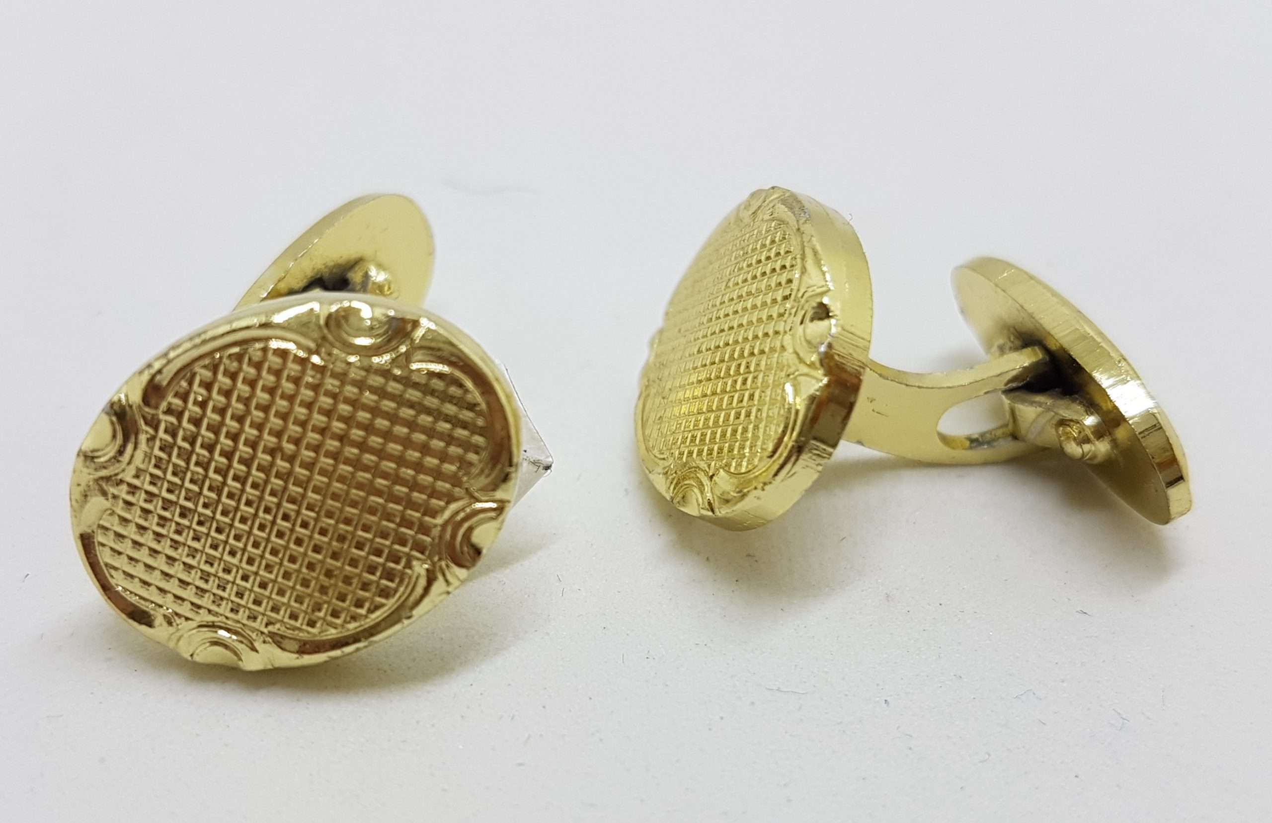 20200901_211409 Vintage Costume Gold Plated Cufflinks - Oval - Patterned