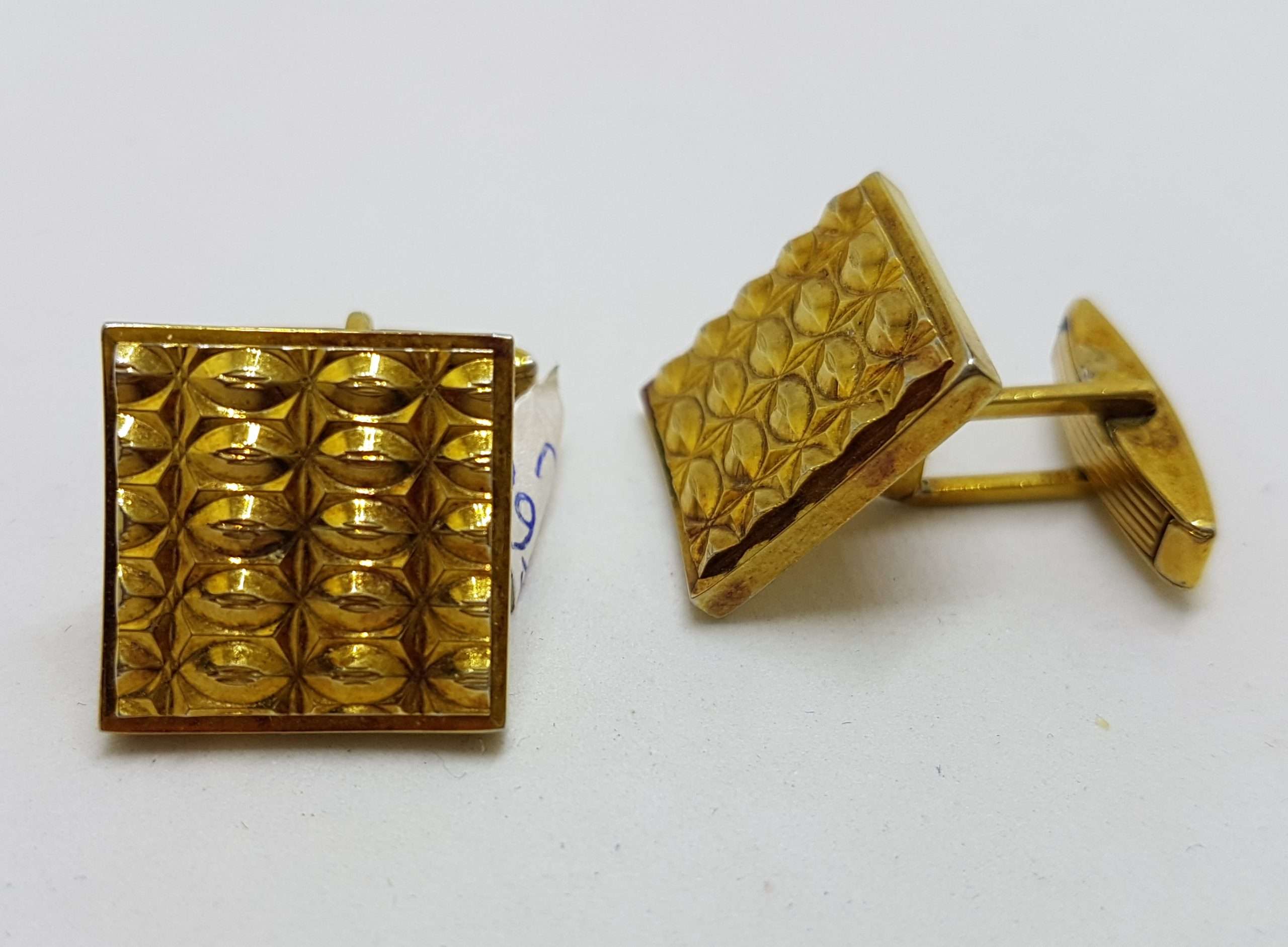 20200901_211510 Vintage Costume Gold Plated Cufflinks - Square - Patterned